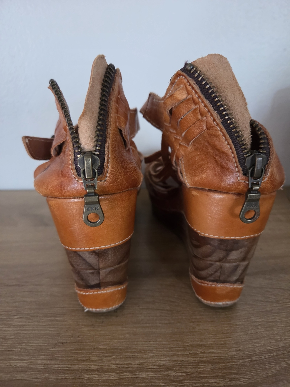 BedStu Leather Wedge Sandals - Tan - Picture 4 of 13
